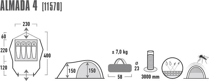Image du produit High Peak Almada 4 Tent (Tente igloo, 7 kg, 4 personnes)
