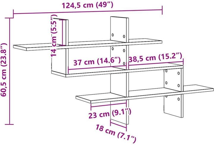 Image du produit VidaXL Étagère murale (124,5 x 18 x 60,5 cm)
