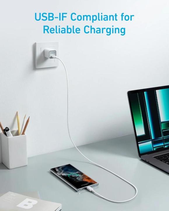 Actual product image Anker CABLE 322 USB-C A USB-C 1,8M 60W BLANCO (1.80 m, 60 W)