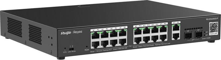Image du produit Ruijie 20-Port Gigabit Smart POE Switch, 16 ports PoE/POE+ avec 2 ports de liaison montante Gigabit RJ45/2 (20 Ports)