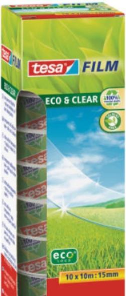 Actual product image tesa 10x tesafilm ECO & CLEAR, solvent-free and ageing-resistant (15 mm)