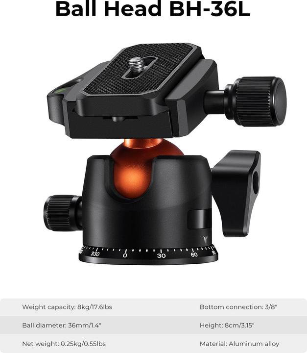 Image du produit K&F Concept Tripode K254C2+BH-36L (Carbone)