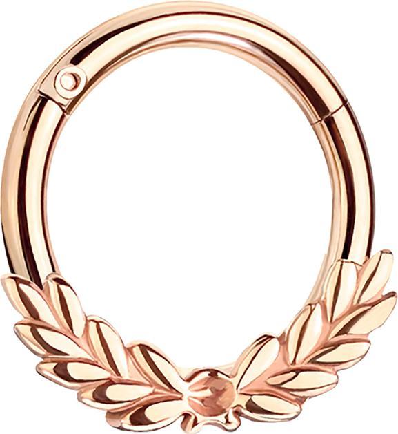 Immagine prodotto Star Piercing Anello a micro segmenti con cerniera in oro rosa e corona di alloro (Acciaio chirurgico 316L, senza ottone)