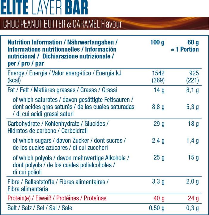 Actual product image Dymatize Elite Layer Bar (18 x 60g) (Chocolate, Peanut Butter, Caramel, 18 pcs., 1080 g)