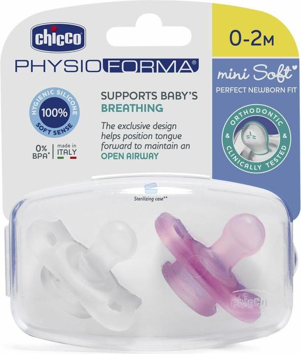 Image du produit Chicco Sucette physiologique PHYSIO FORMA SOFT mini Silikon GIRL 0-2m (2 x, jusqu'à 24 M.)
