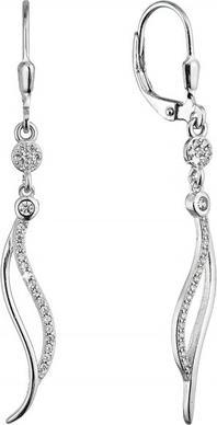 Evolution Group Elegant Long Earrings Waves With Zircons 11541.1
