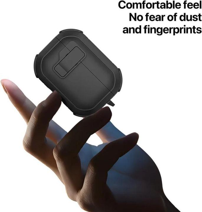 Actual product image Dux Ducis Headphone case - AirPods 4 PECP Series PC+TPU Cover with Hook Black (Charging case cover)