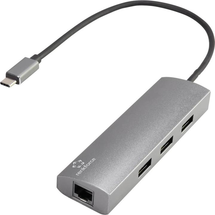 Actual product image Renkforce USB Gigabit Ethernet Network Adapter/Hub (USB 2.0, RJ45 (1x))