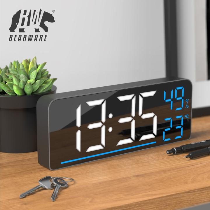 Produktbild Bearware Radiowecker digital, LED mit 2 Alarmzeiten, Grosses Display, Snooze, Temperatur & Luftfeuchtigkeit