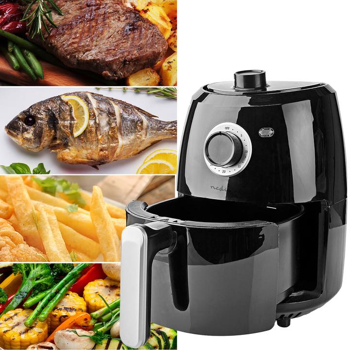 Produktbild Nedis Heissluft Friteuse | 2.4 l | Timer: 30 min | Analog | Aluminium / Schwarz (EU-Stecker)