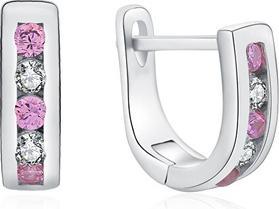 Moiss Elegant silver earrings with clear and pink zircons E0000176