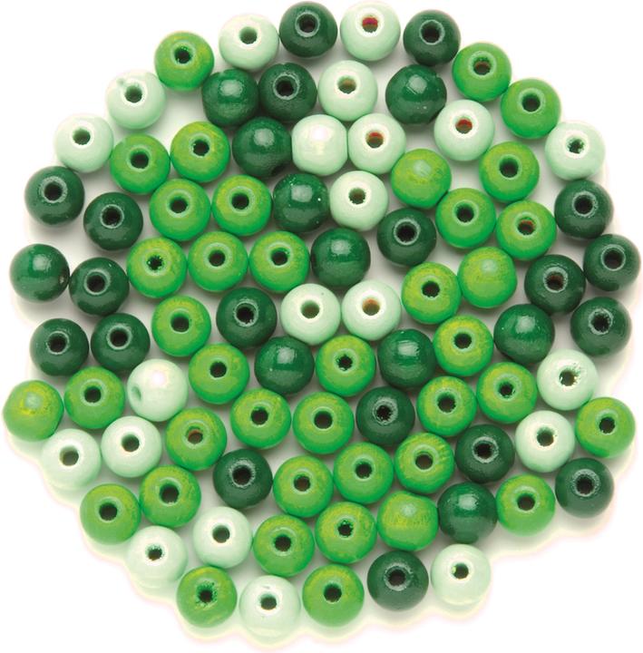 Actual product image Glorex Wooden bead 12mm 28pcs green-mix FSC beech