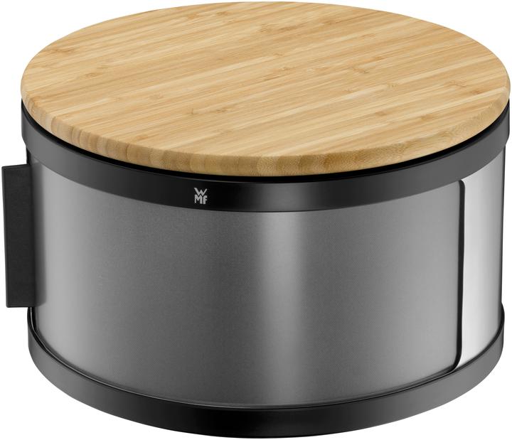 Produktbild WMF Gourmet Brotkasten rund / Brotbox mit Schneidbrett 32 x 13cm Bambus Cromargan Edelstahl schwarz