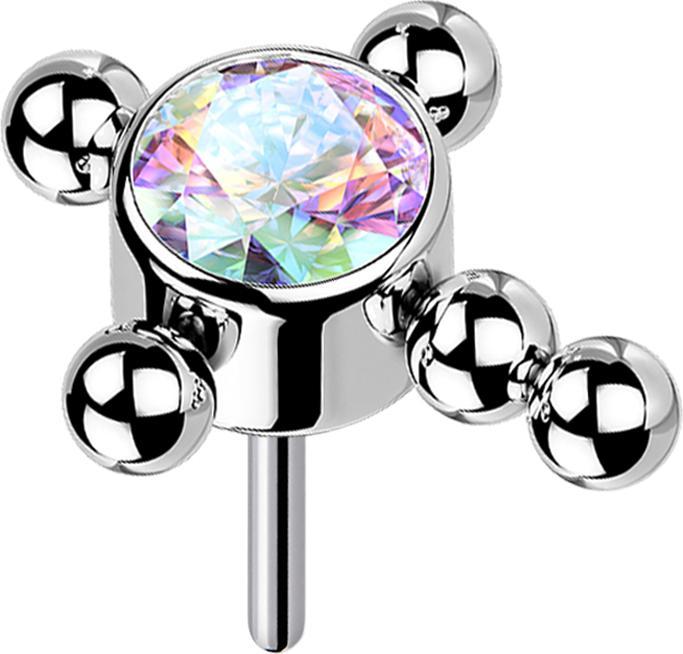 Immagine prodotto Star Piercing Croce d'argento Threadless - baubles di cristallo multicolore (Titanio G23, senza ottone)
