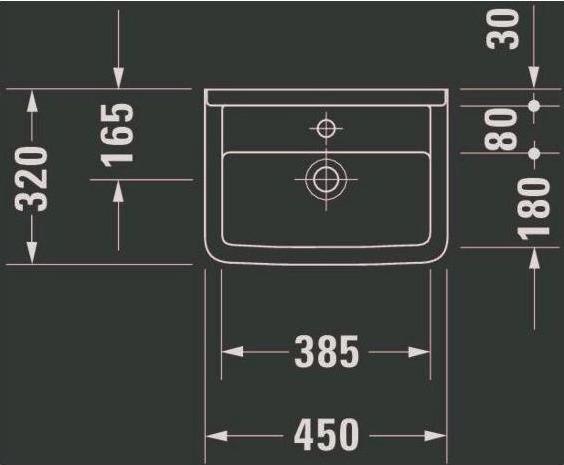 Produktbild Duravit Handwaschbecken STARCK 3 m ÜL HLB 450x320mm 1 Hahnloch weiss (320 mm, 450 mm)