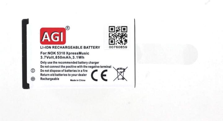 Produktbild AGI Handyakku kompatibel mit Nokia 6700 Slide - Batterie/Akku - Schwarz - Lithium-Io