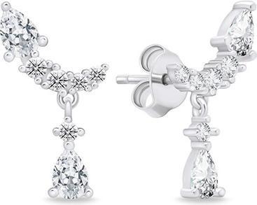 Brilio Silver - Charming silver earrings with zircons EA715W