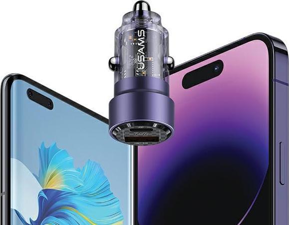 Produktbild Usams Ład. sam. C39 USB+USB-C 60W Fast Charge fioletowy/purple CC208CC02 (US-CC208) (60 W)