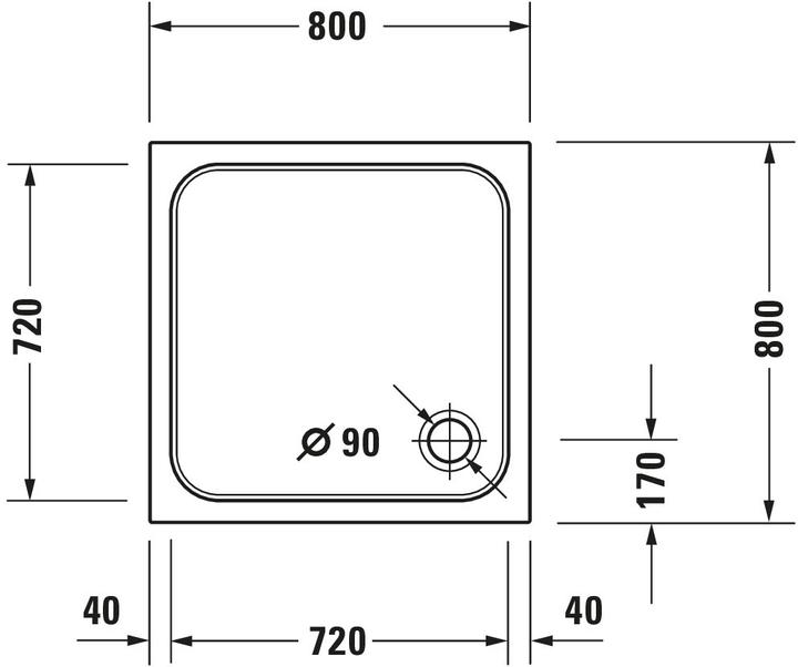 Actual product image Duravit Shower tray D-Code 800 x 800 x 85 mm white smooth 7201010000000
