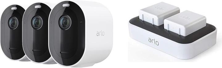 Produktbild Arlo Pro 4 Spotlight Kamera, 3er Set weiss mit Doppelladestation