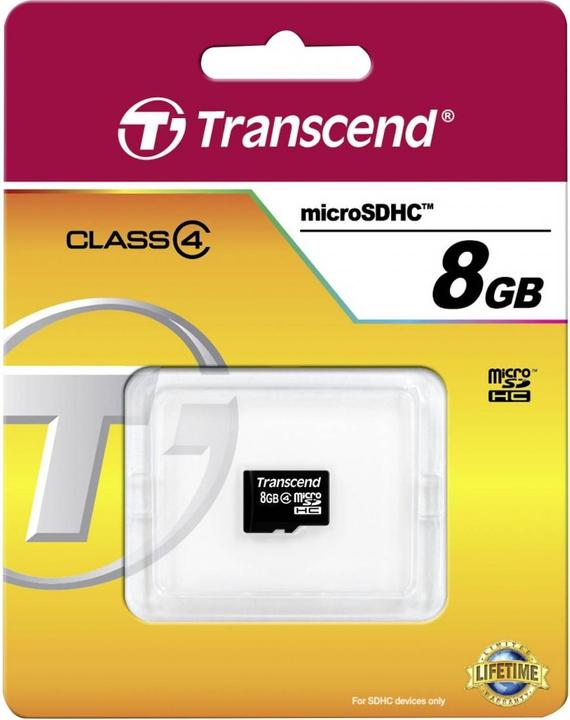 Actual product image Transcend Flash memory card 8GB Micro SDHC, C4 (8 GB, microSDHC)