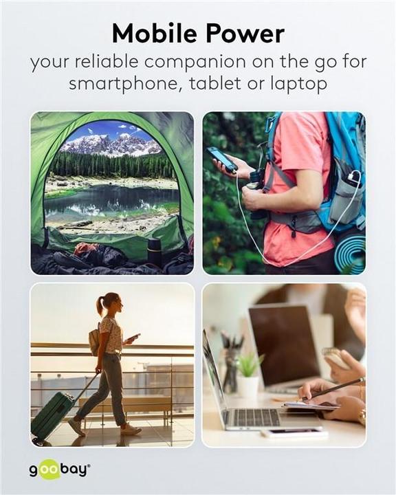 Actual product image Goobay Powerbank compact 10,000 mAh (10000 mAh, 22.50 W, 38.50 Wh)