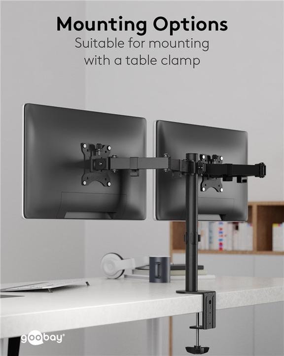 Produktbild Goobay Doppel-Monitorhalterung Flex (Tisch, 32")