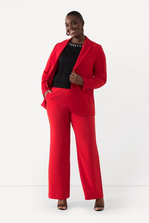 Actual product image Ulla Popken Triacetate Blend Wide Straight Leg Suit Pants (42)
