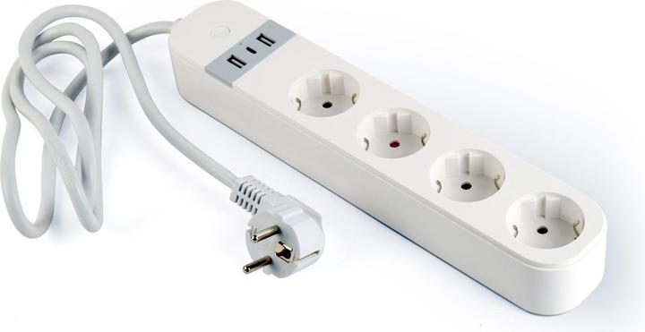 Produktbild Gembird Smart Steckdosenleiste mit USB-Ladegerät 4 französische Steckdosen Weiss (4 x, CEE 7/5, 1.50 m)