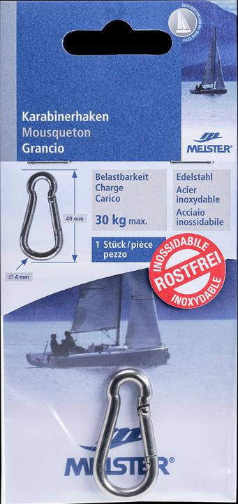 Image du produit Meister Mousqueton acier inoxydable ø 4 mm 40 mm