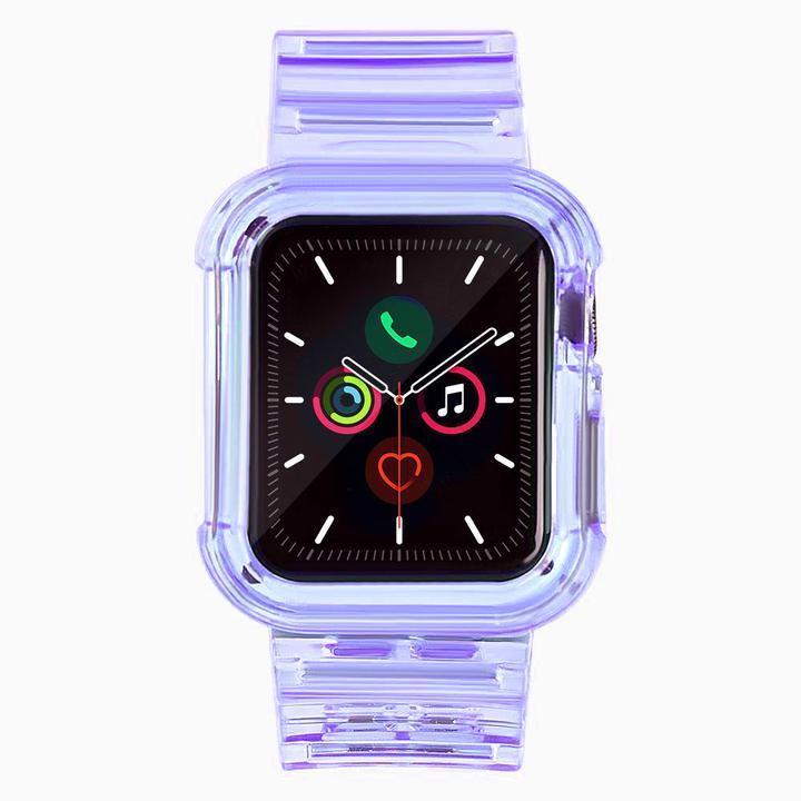 Image du produit Hurtel Strap Light Set replacement band strap case for Watch 3 38mm / Watch 2 38mm purple (TPU)
