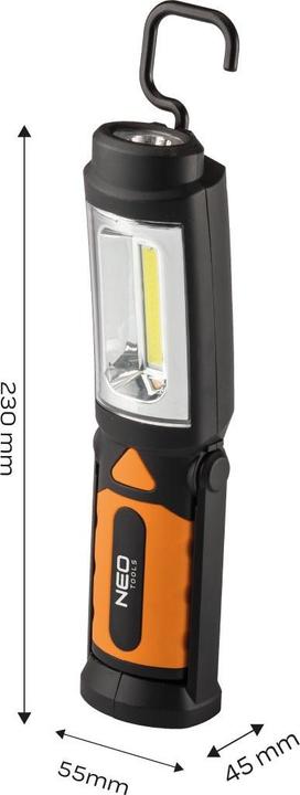 Image du produit Neo Lampe d'atelier à piles 300 lm COB 2 en 1 + 3xAA piles (300 lm)