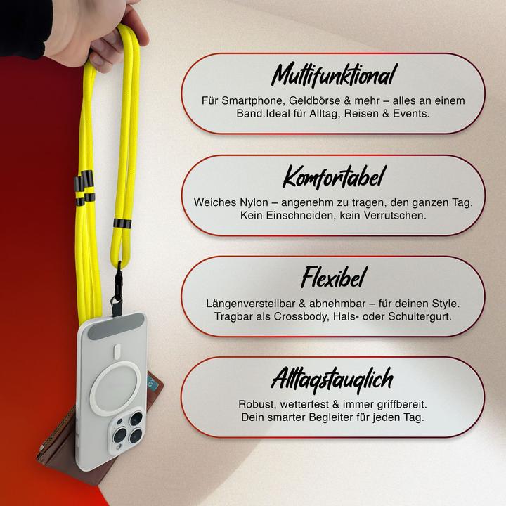 Image du produit Nalia HoldMe Lanyard Handykette - Universal Trageband für Smartphones - Verstellbar, Soft & Elastisch