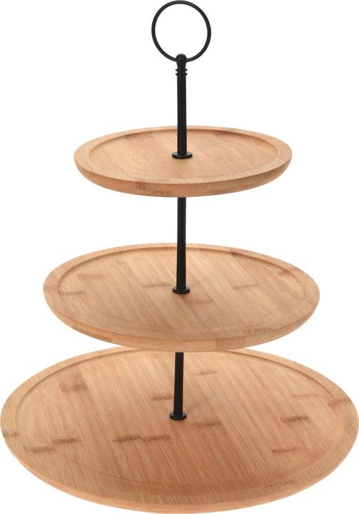 Produktbild Inda-Exclusiv Bambus-Etagere Runde Servierregal 3-stöckig Ø28xH35cm