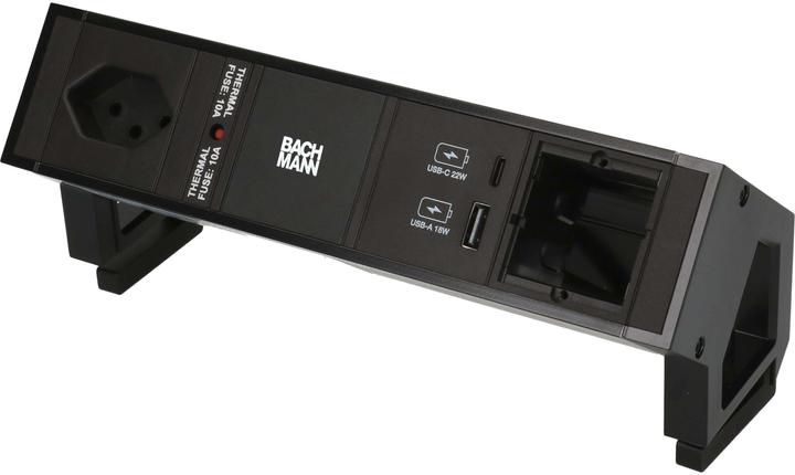 Produktbild Bachmann Tischsteckdosenleiste DESK 2, 1x T13, 1x USB A/C, 1x Custom (1 x, Typ 13, USB-A, USB-C, 0.20 m)