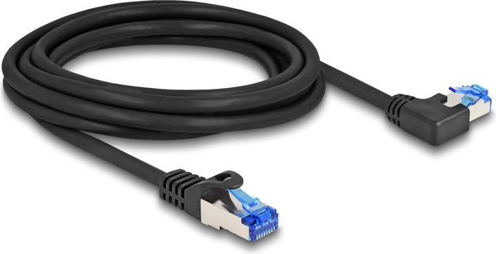Produktbild Delock RJ45 Netzwerkkabel Cat.6A S/FTP gerade / links gewinkelt 3 m schwarz (S/FTP, CAT6a, 3.30 m)