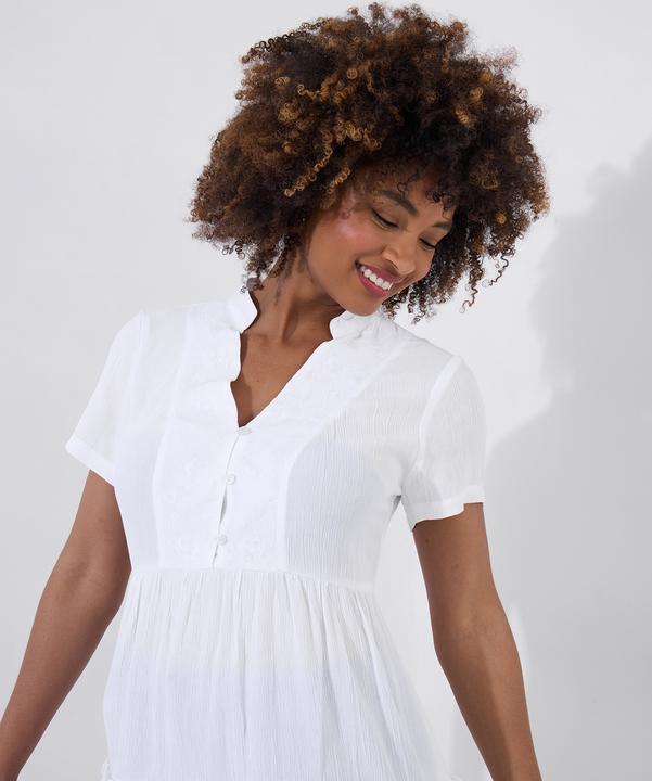 Actual product image Joe Browns Embroidered Bib Broderie Hem Cotton Tunic Dress (10XL)
