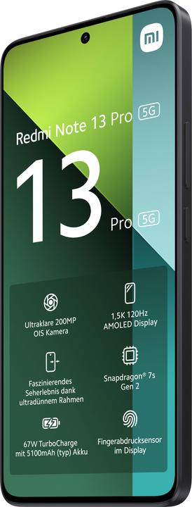 Produktbild Xiaomi Redmi Note 13 Pro 5G (512 GB, Midnight Black, 6.67", Dual SIM, 200 Mpx, 5G)