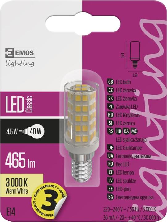 Produktbild Emos LED Lampe für Dunstabzugshaube (E14, 4.50 W, 465 lm, 1 x, F)