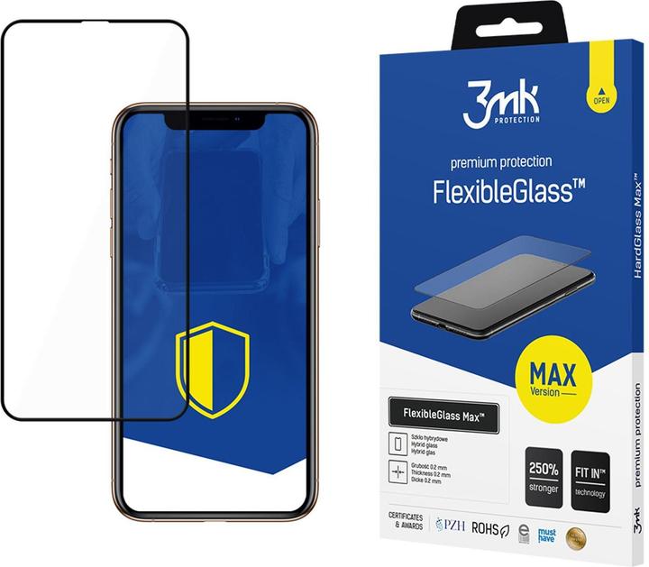 3MK hybrid glass Flexible 2.5D Max for iPhone 11 Pro Max black frame (1 Stück, Apple iPhone 11 Pro Max)
