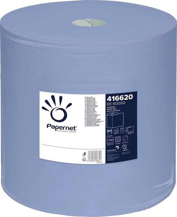 Produktbild Papernet Putztuchrolle Industrie 3-lagig blau 360 m 37,3x36 cm, 1000 Abrisse pro Rolle, 1 Rolle (1 x)
