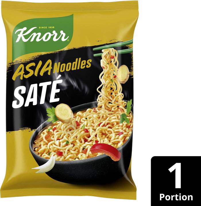 Produktbild Knorr Asia Noodles Saté Beutel, Asiatisch Instant Nudeln Snack, in nur 3 Minuten zubereitet (69 g)