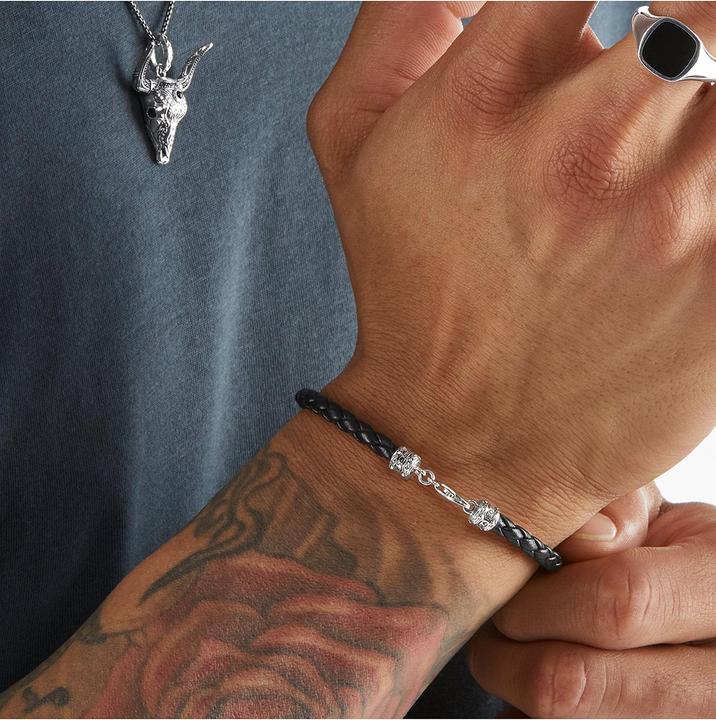 Immagine prodotto Thomas Sabo Bracciale in pelle nera (19 cm, Cuoio, Argento 925)