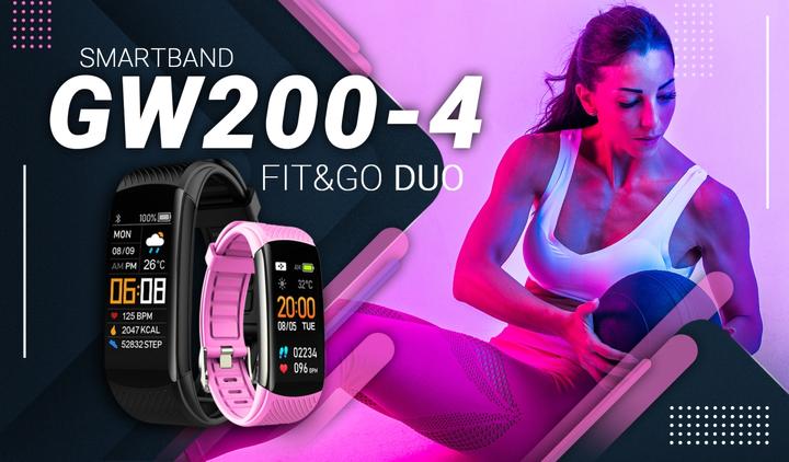 Image du produit Giewont Fit&GO Duo GW200-4 Smartband - Noir + Bracelet Think Pink