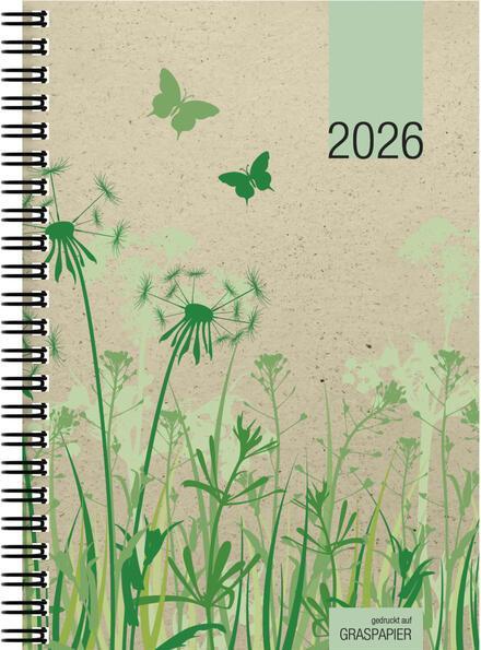Image du produit Wochenbuch Graspapier 2026 - 13,7x19,6 cm - 1 Woche auf 2 Seiten - robuster Kartoneinband - (Couverture rigide, Allemand, Français, Italien, Anglais)