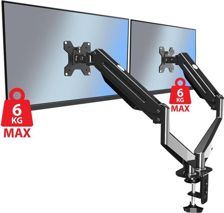 Actual product image Esperanza ERW020 Gas desk mount for two monitors 17-27" up to 6kg (Table, 27.01")