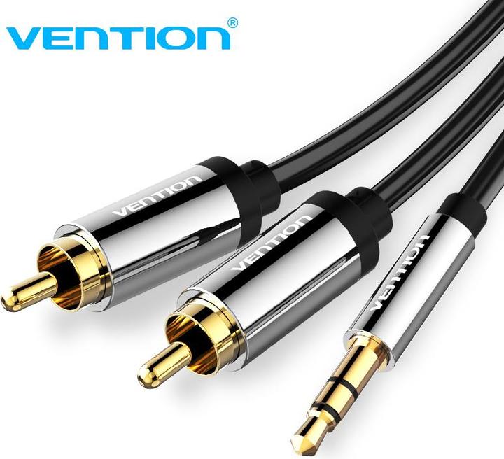 Actual product image Vention 3.5mm Male to 2x RCA Male Audio Cable 3m BCFBI Black (3 m, 3.5mm jack (AUX))