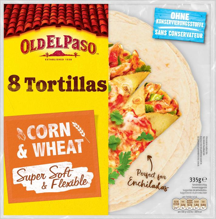 Actual product image Old El Paso Corn & Wheat Tortillas 8 pieces (335 g)
