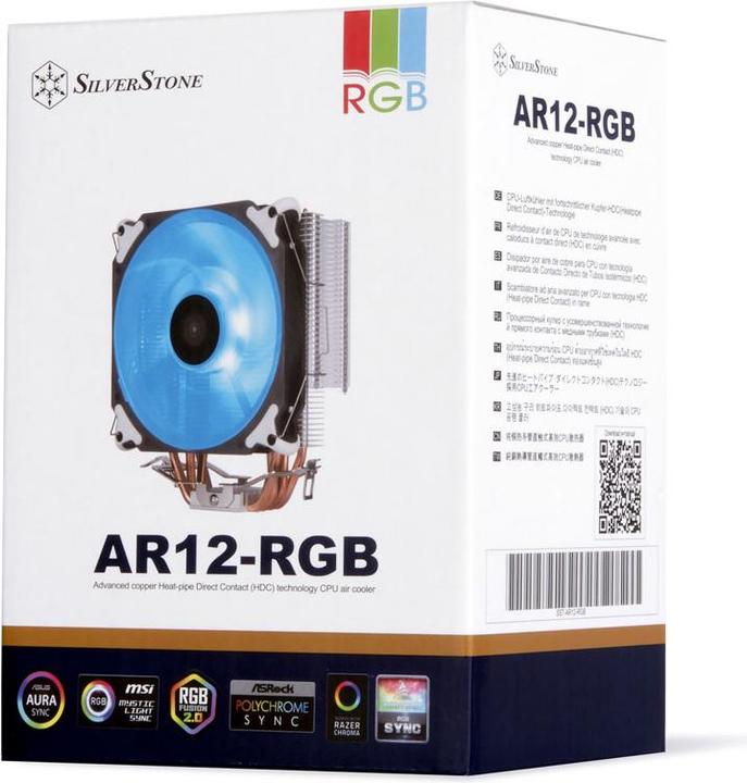 Productafbeelding Silverstone Technologie SST-AR12-RGB - Argon CPU-koeler met 4 heatpipes, direct contact heatpipe te (154 mm)