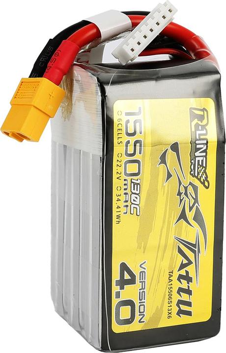 Produktbild Tattu Akumulator R-Line 4.0 1550mAh 22.2V 130C 6S1P XT60 (22.20 V, 1550 mAh)